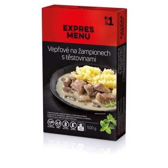 expres menu bravcove na sampinonoch s cestovinami 1 porcia