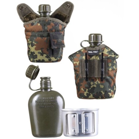 Fľaša MIL-TEC poľná s pohárom, flecktarn