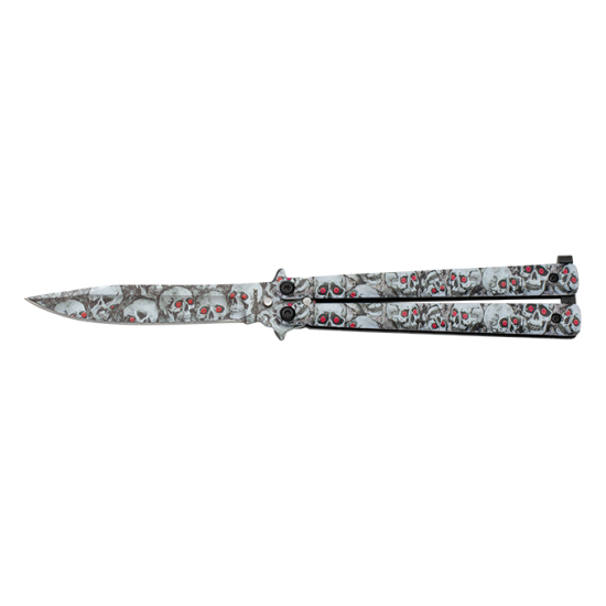 Nôž Albainox Motýlik (02220) Balisong 3D Skulls