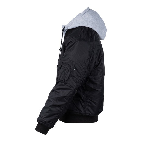 Bunda bomber MA-1 s kapucňou, čierna