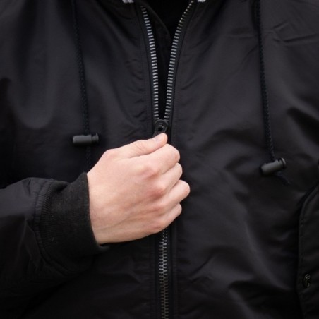 Bunda bomber MA-1 s kapucňou, čierna