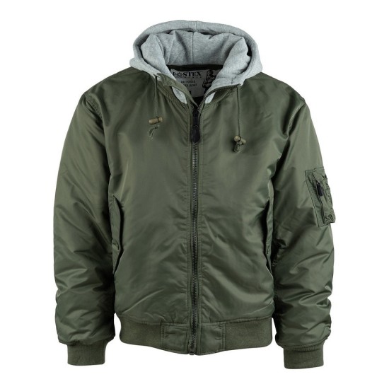 Bunda bomber MA-1 s kapucňou, olive
