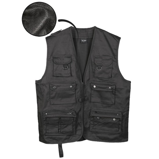 Vesta JAGD so sieťkou na lov alebo rybárčenie, čierna (Konfekčná veľkosť 4XL)