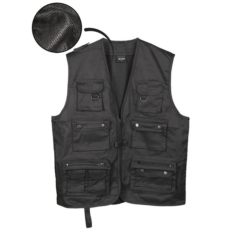 Vesta JAGD so sieťkou na lov alebo rybárčenie, čierna (Konfekčná veľkosť 4XL)